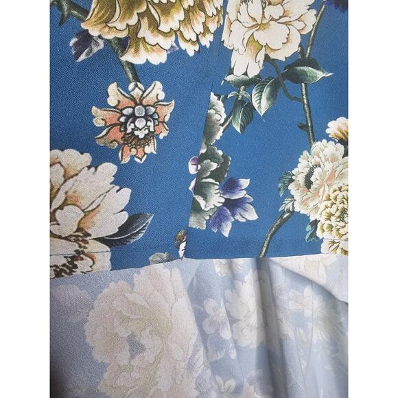 Bryn Walker Diego Tunic Teal Blue Floral Size Medium Bell Sleeves - Picture 12 of 13